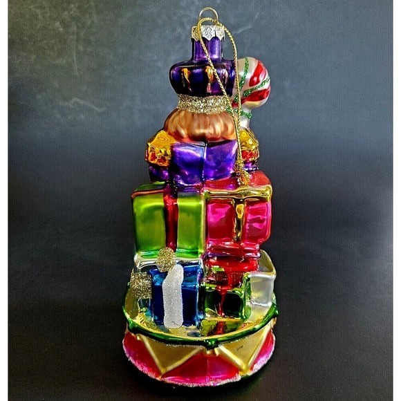 Hand Painted Glass Christmas Tree Ornaments Teddy Bear on Train/ Nutcracker 1990 - Picture 3 of 7